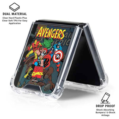 Marvel Classic Comics Avengers Assemble Galaxy Z Flip6 Clear Case